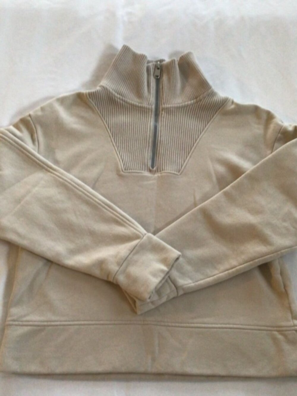 Athleta Quarter Zip Beige Sweatshirt Sz XS